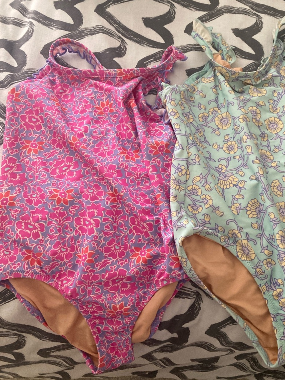 Crewcuts Girls Floral One-Piece Swimsuit in Pink and Mint